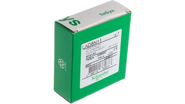 Schneider Electric LAD8N11 Blocco di contatti ausiliari 2 contatti 1NO + 1NC Serie LAD8 per automazione industriale - Resistenza 30 milioni di operazioni meccaniche IP20 - Facile montaggio.