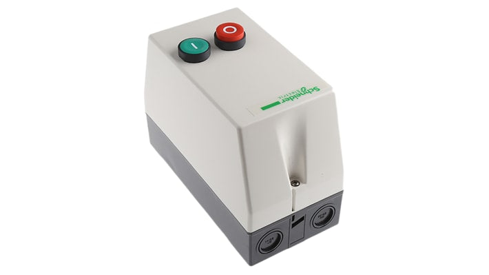 Starter DOL automatico Schneider Electric LE1D18V7, potenza 10 kW, tensione 690 V, dimensioni 201x101x153.5 mm, montaggio relè richiesto.