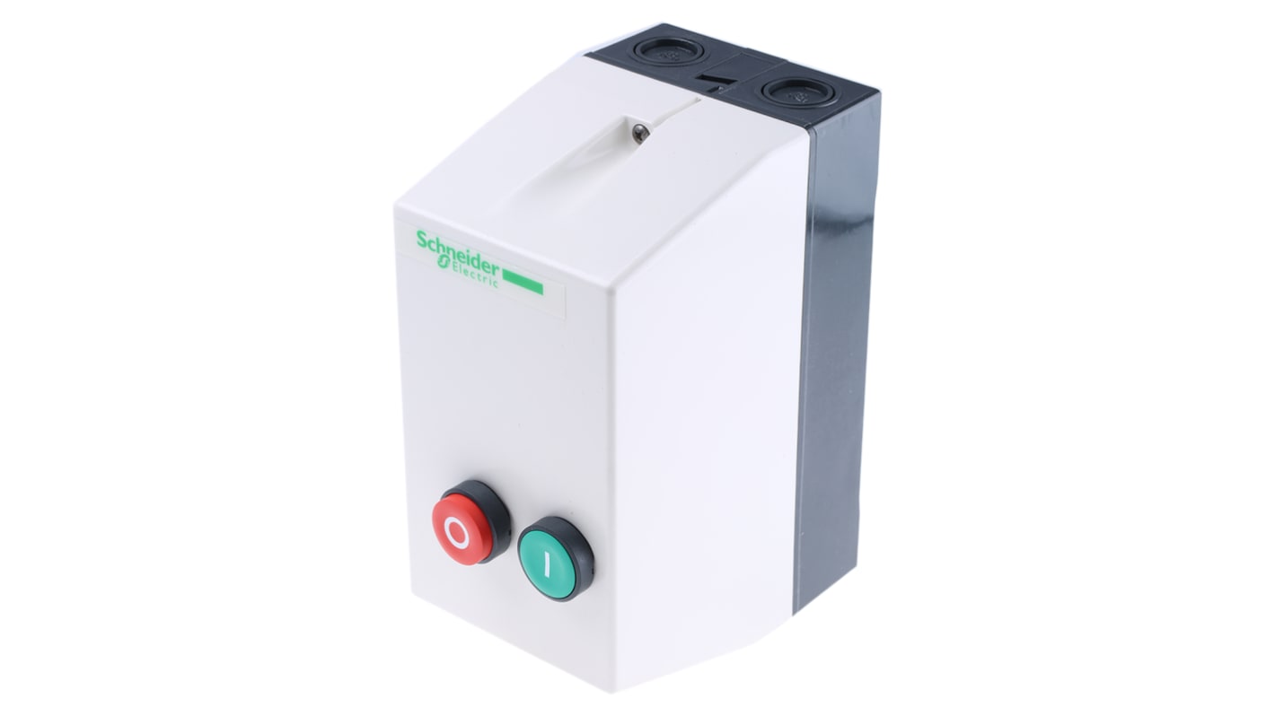 Starter DOL automatico Schneider Electric LE1D18P7, potenza 10 kW, tensione 690 V, dimensioni 201x101x153.5 mm, montaggio relè richiesto.