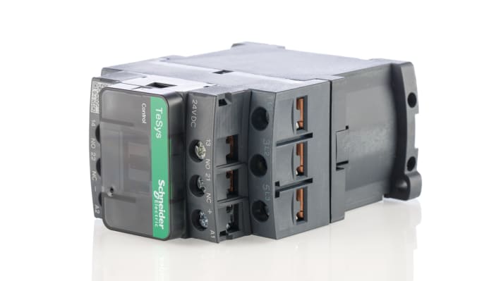 Contattore Schneider Electric LC1D25BL resistente alle vibrazioni, 25A, 11kW, bobina 24V c.c. per sistemi di controllo e motori.