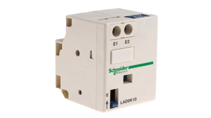 Blocco chiusura contattore Schneider Electric LAD6K10F per serie LC1, montaggio frontale, tensione 110-127 V, 500.000 cicli.