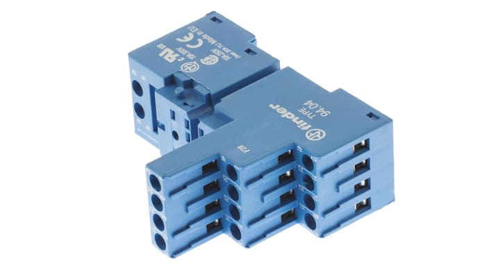 Finder 94.04SMA, zoccolo multifunzione per relè, 250V, 10A, montaggio a vite, 14 contatti, con indicatori LED.