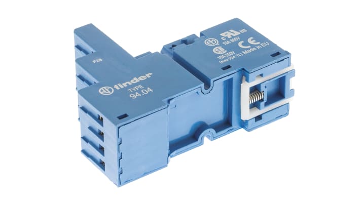 Finder 94.04SMA, zoccolo multifunzione per relè, 250V, 10A, montaggio a vite, 14 contatti, con indicatori LED.