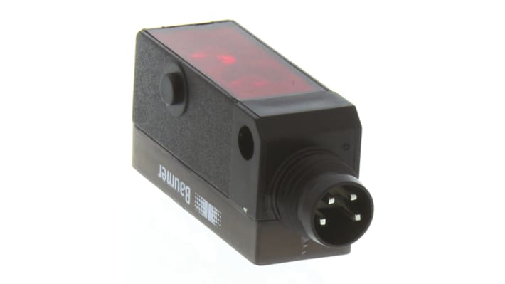 Sensore fotoelettrico rettangolare Baumer FHDK 10P5101/S35A, rilevamento 20-120 mm, uscita PNP, IP67, -25°C/+65°C.