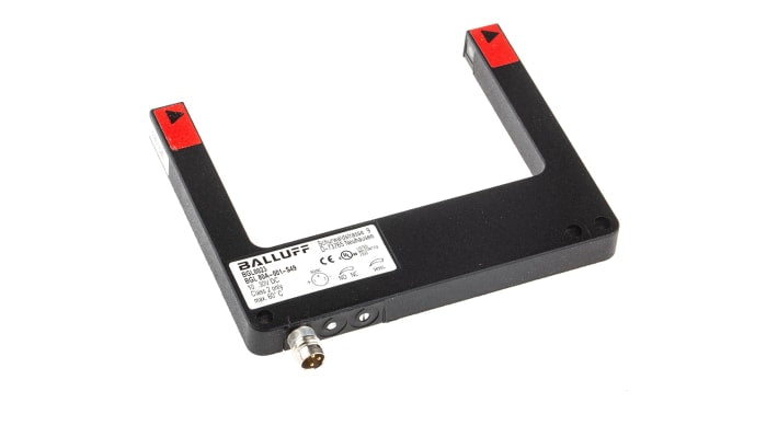 Sensore fotoelettrico a forcella BALLUFF BGL 80 A-001-S49, rilevamento 80 mm, uscita PNP, grado di protezione IP67.