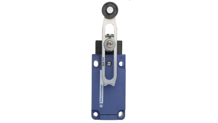 Interruttore di fine corsa Telemecanique Sensors XCKS141, leva NO/NC, IP65, 240V, 3A, dimensioni 40mm x 117-172mm x 57mm.