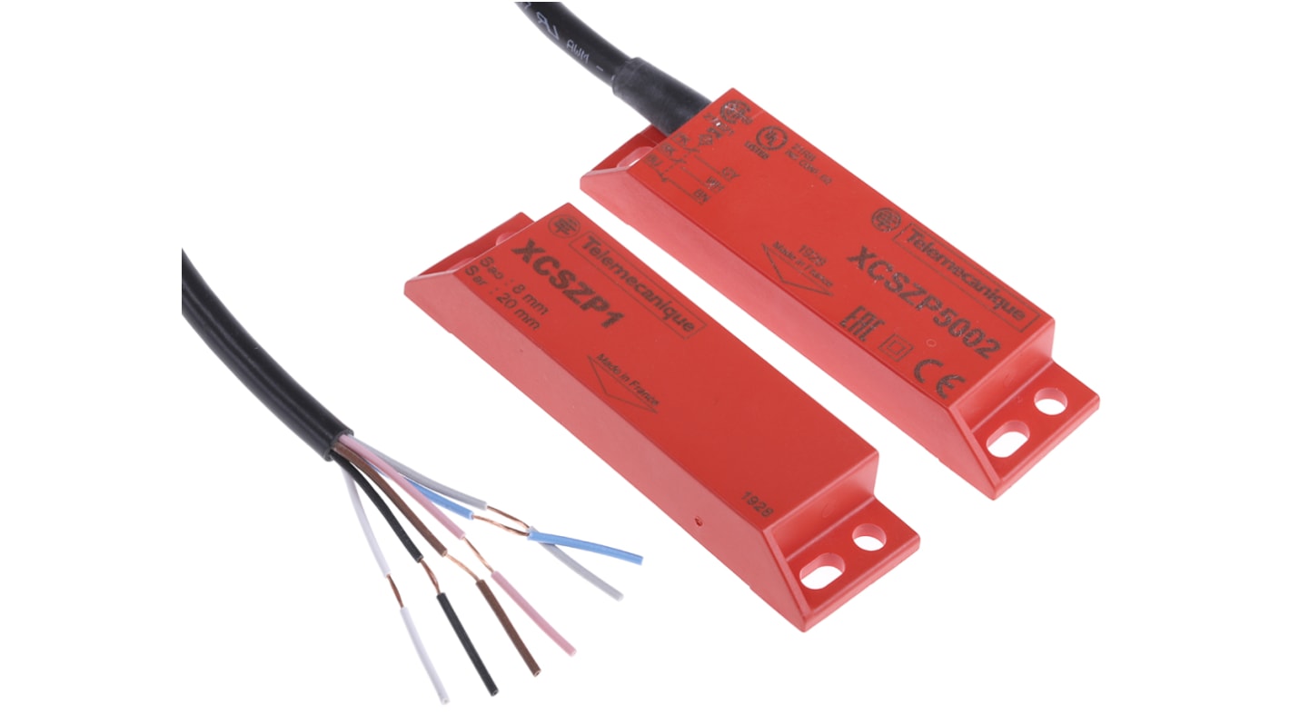 Interruttore di sicurezza magnetico codificato Telemecanique Sensors XCSDMP5002, 24V cc, 2NA. Protezione IP66/67, attivazione su 3 lati, disallineamento 8mm. Ideale per monitorare porte e coperture industriali.