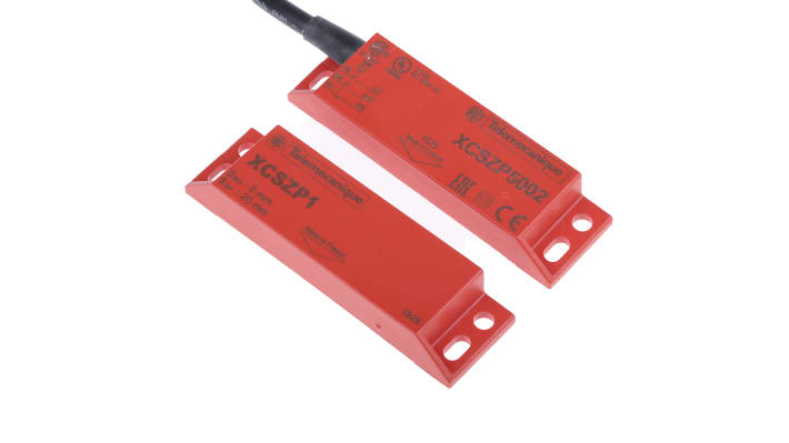 Interruttore di sicurezza magnetico codificato Telemecanique Sensors XCSDMP5002, 24V cc, 2NA. Protezione IP66/67, attivazione su 3 lati, disallineamento 8mm. Ideale per monitorare porte e coperture industriali.