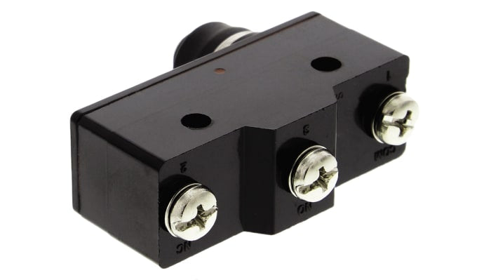 Interruttore di fine corsa Omron Z-15GK55B, stantuffo SPDT, contatti NO/NC, dimensioni 37.4mm x 49.2mm x 17.45mm.