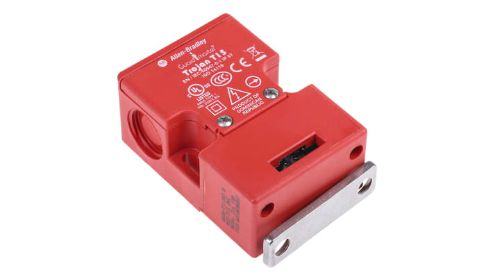Interruttore di interblocco di sicurezza Allen Bradley Guardmaster 440KT11303, con contatti 2NC, grado di protezione IP67, dimensioni 75 x 52 x 32 mm.