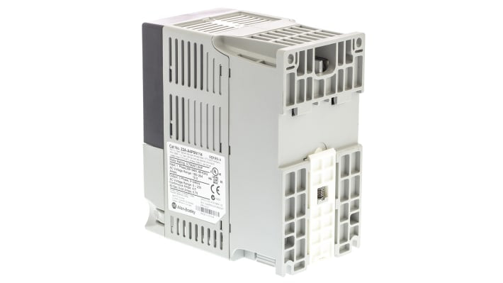 Inverter monofase Allen Bradley 22A-A4P5N114, potenza 0,75 kW, montaggio su guida DIN, dimensioni 152x80x136 mm.