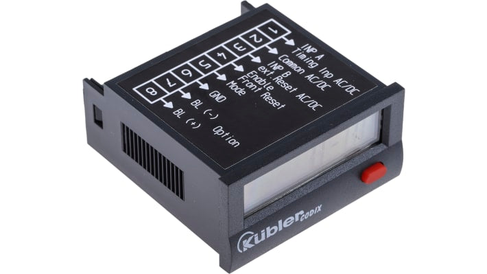 Contatore LCD Kübler 6.134.012.853, 8 cifre, montaggio a pannello, alimentazione 10-260 V, intervallo 0-99999,99.