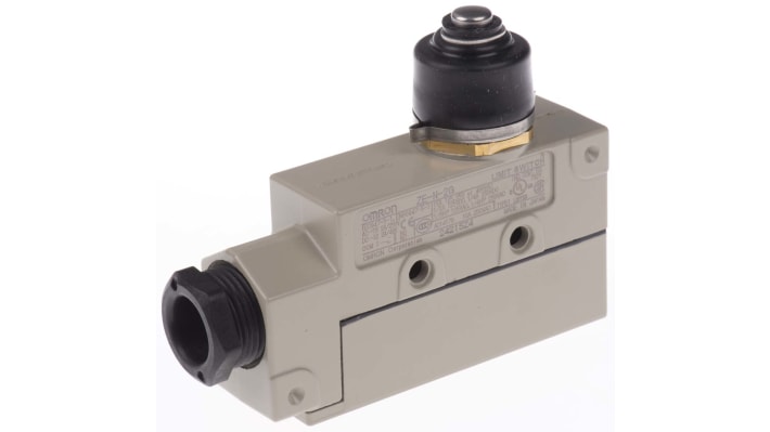 Interruttore di fine corsa Omron ZE-N-2G, stantuffo NO/NC, IP65, 15A, 480V, dimensioni 71,3 x 86 x 25,4 mm.