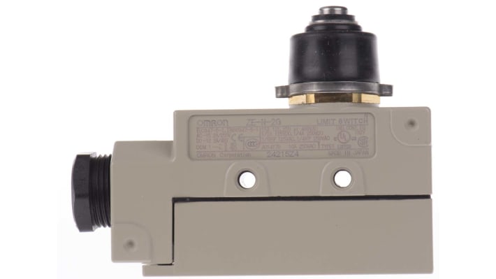Interruttore di fine corsa Omron ZE-N-2G, stantuffo NO/NC, IP65, 15A, 480V, dimensioni 71,3 x 86 x 25,4 mm.