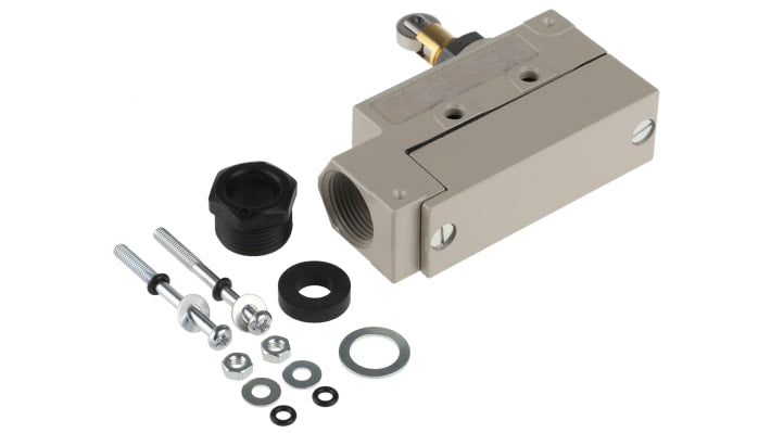 Interruttore di fine corsa Omron ZE-Q22-2G, configurazione SPDT, contatti NO/NC, grado di protezione IP65, montaggio laterale, dimensioni 75.2mm x 86mm x 25.4mm.
