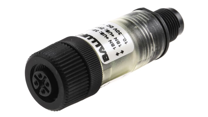 BALLUFF BOS S-F02, adattatore di segnale M12, convertitore PNP a NPN, alimentazione 10-30V cc, temperatura 0-60°C.