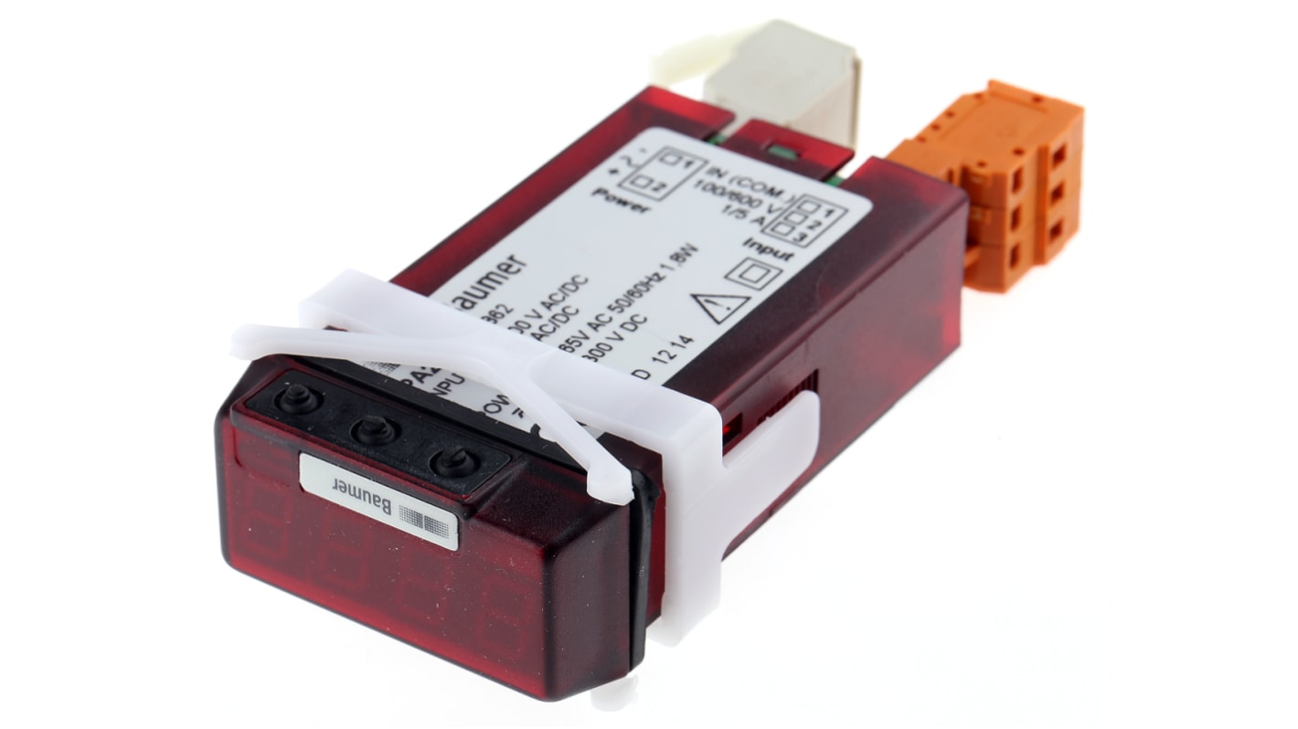 Misuratore digitale multifunzione Baumer PA203.004AX01, display LED, ingresso fino a 600V, montaggio a pannello 22x45mm.