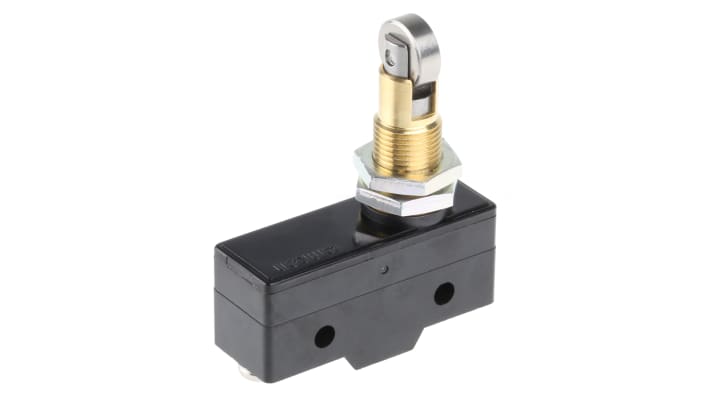 Interruttore di fine corsa rullo Omron Z-15GQ21-B, SPDT, contatti NO/NC, corrente 15A, dimensioni 58.9mm x 49.2mm x 17.45mm.