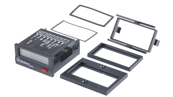 Contatore LCD Kübler 6.135.012.861, 8 cifre, retroilluminato, montaggio a pannello, alimentazione 4-30 V c.c., IP40.