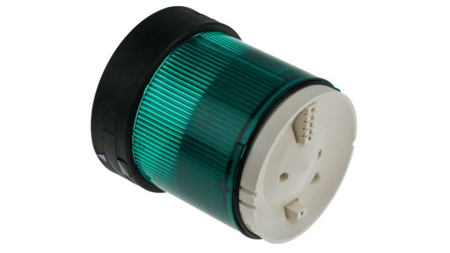 Segnalatore luminoso verde Schneider Electric XVBC2B3, LED costante, IP65, Ø70mm, h 63mm. Ideale per sistemi di protezione macchina, settore edile e gestione del traffico.