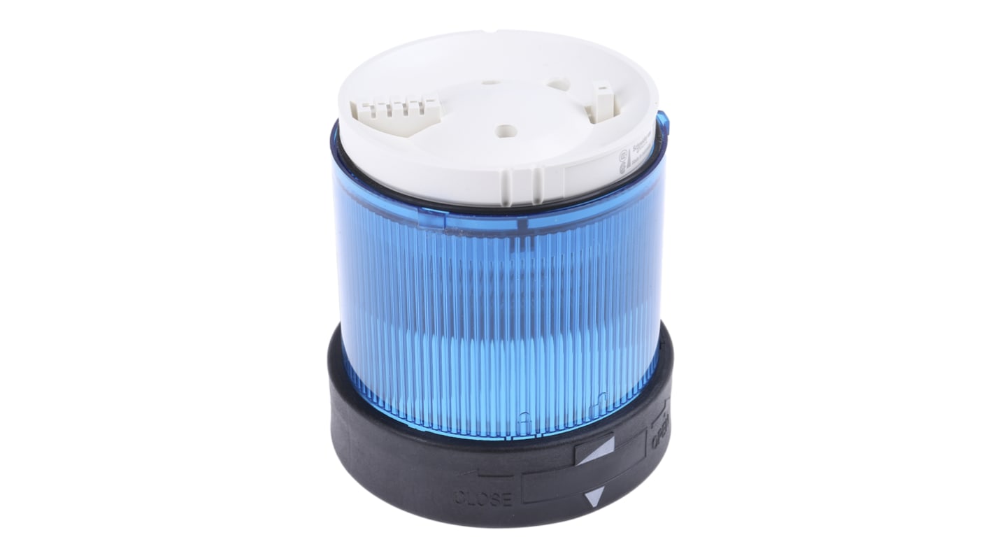 Segnalatore luminoso Schneider Electric XVBC2B6, Blu, 24V ca/cc, IP65, LED, ideale per linee di assemblaggio e ambienti industriali.