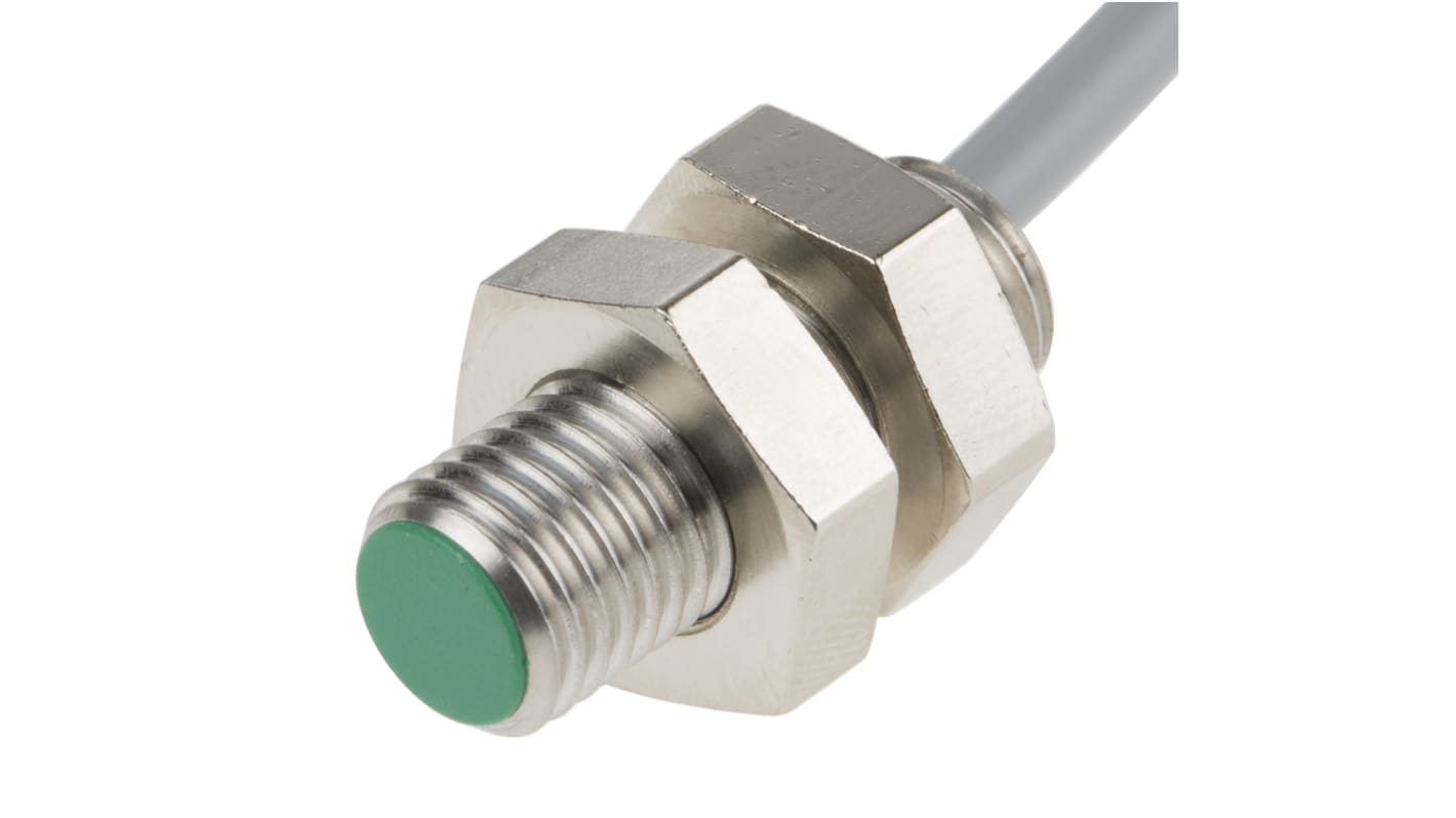 Baumer IFRM 08P1713/L, sensore di prossimità cilindrico PNP M8, rilevamento 2 mm, grado di protezione IP67, precablato 2 m.