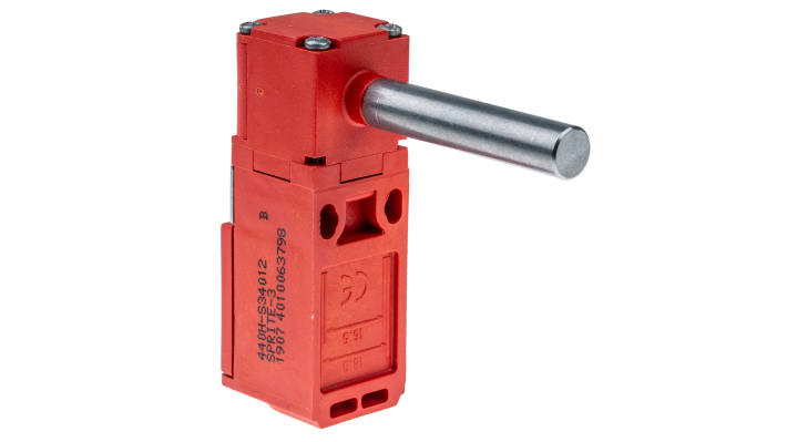 Interruttore di sicurezza a cerniera Allen Bradley Guardmaster 440H-S34012, IP67, con 2 contatti N/C, meccanismo regolabile e testina rotante. Dimensioni 75mm x 25mm.