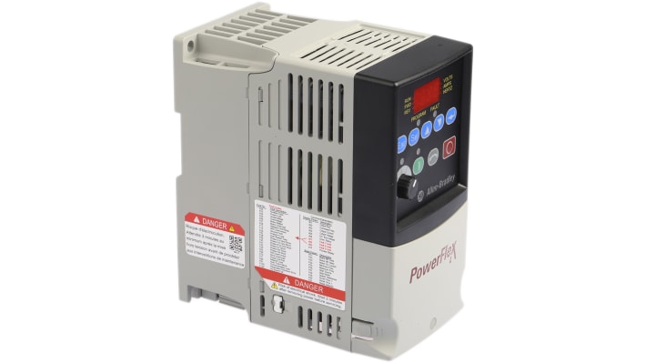 Allen Bradley 22A-D4P0N104, inverter trifase 1,5 kW, montaggio su guida DIN, dimensioni 152x80x136 mm.