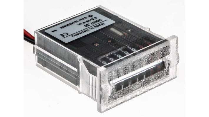 Contatore a pannello Kübler 3.100.200.383, 7 cifre, alimentazione 4,5-35 V c.c., grado di protezione IP67, robusto e antimanomissione.