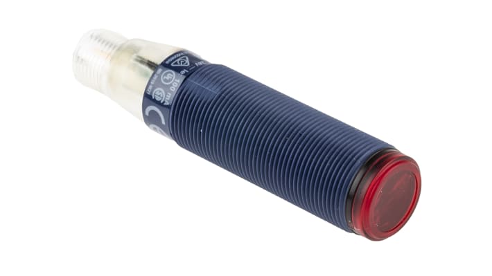 Sensore fotoelettrico cilindrico Telemecanique XUB0APSNM12: Multimodale, 120 mm - 15 m, PNP, IP67. Ideale per applicazioni industriali.