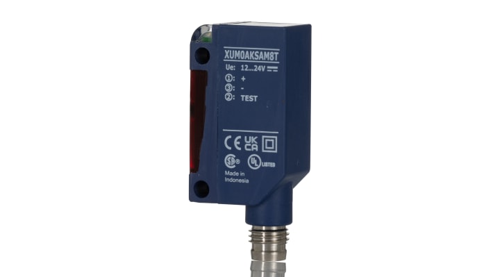 Sensore fotoelettrico rettangolare Telemecanique Sensors XUM0AKSAM8T, rilevamento fino a 10 m, uscita relè, IP67.