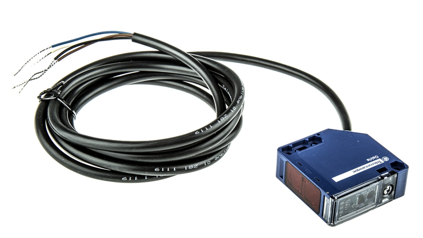 Sensore fotoelettrico Telemecanique Sensors XUK0AKSAL2, compatto 50x50 mm, rilevamento diretto fino a 30 m, IP67.