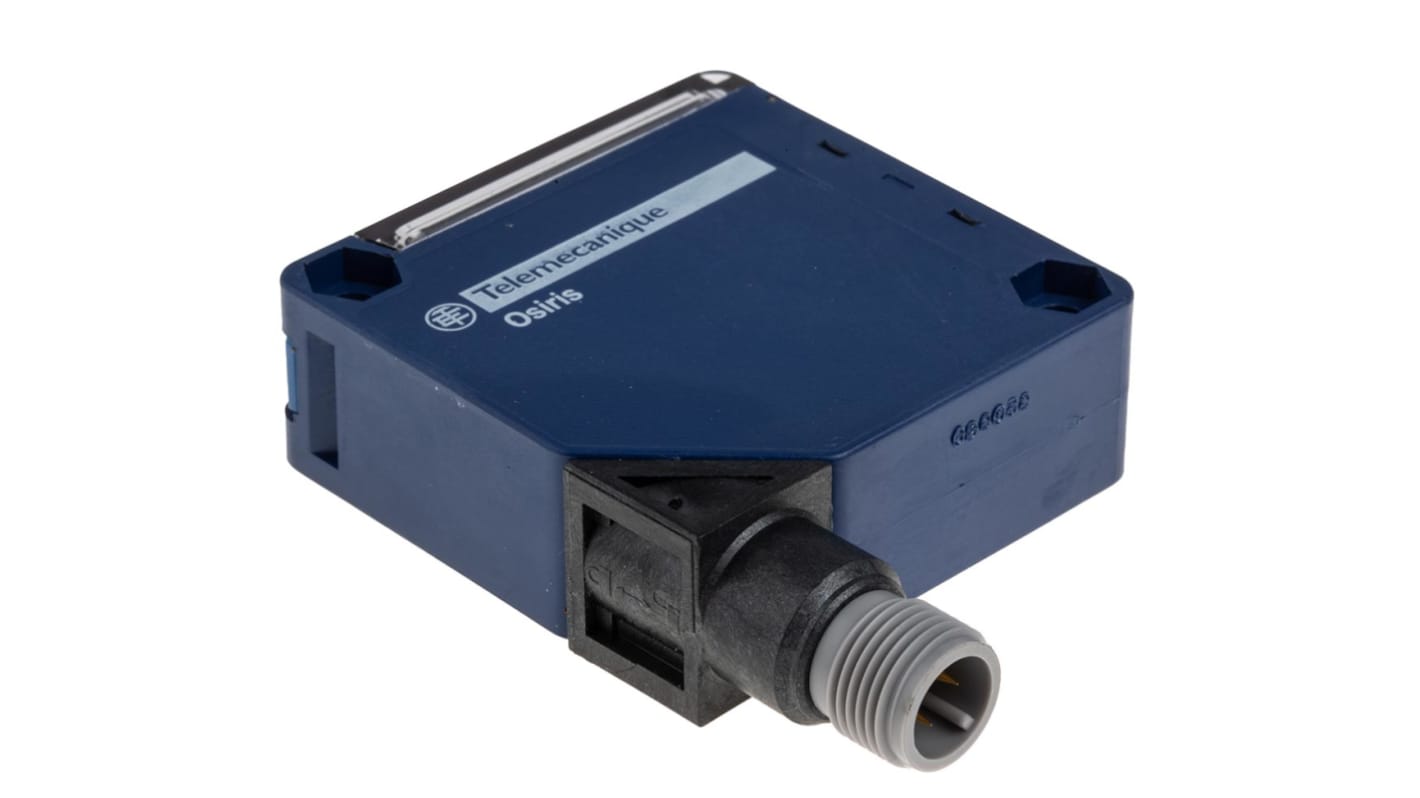 Sensore fotoelettrico Telemecanique Sensors XUK0AKSAM12T, compatto, rilevamento a 30 m, corpo 50x50 mm, IP67, M12.
