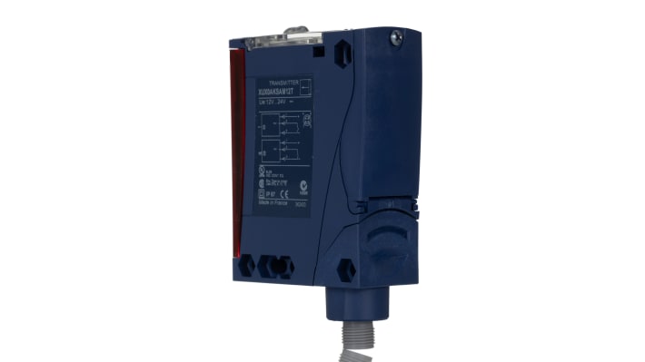Sensore fotoelettrico rettangolare Telemecanique Sensors XUX0AKSAM12T, rilevamento fino a 40 m, programmabile, IP65/IP67.