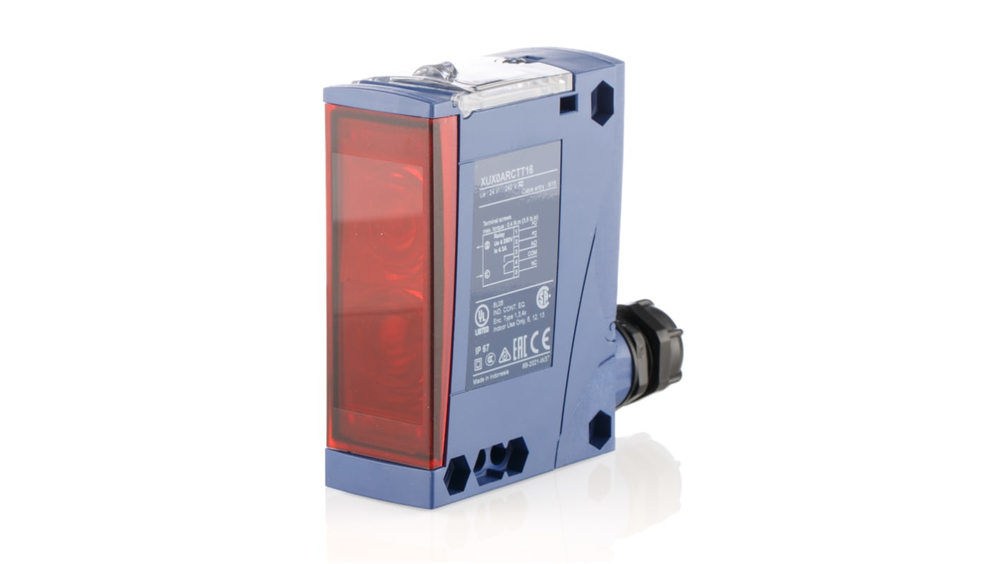 Sensore fotoelettrico Telemecanique Sensors XUX0ARCTT16 - Rilevamento multimodale fino a 40m, uscita Relè - Industria farmaceutica e alimentare.