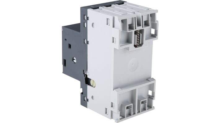 Interruttore automatico del motore ABB 1SAM250000R1003, per motori fino a 16A, dimensioni 90mm x 45mm x 80.1mm, protezione da sovraccarichi e cortocircuiti.