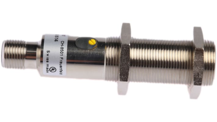 Sensore di prossimità cilindrico PNP Baumer CFAM 18P1600/S14, rilevamento 8 mm, alimentazione 10-30 V c.c., connettore M12.