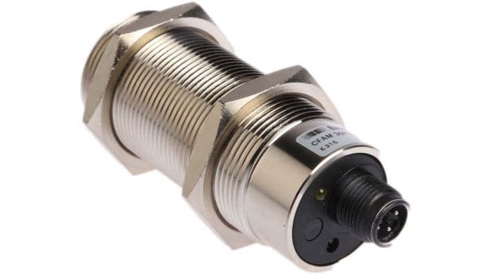 Sensore di prossimità cilindrico PNP Baumer CFAM 30P1600/S14, M30 x 1.5, rilevamento fino a 15 mm, IP65.