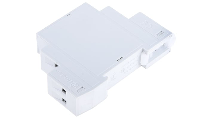 Finder Timer Relay SPDT, modulo multifunzione 17,5mm, montaggio su guida DIN, tensione 12-240V, intervallo 0.1-24h.