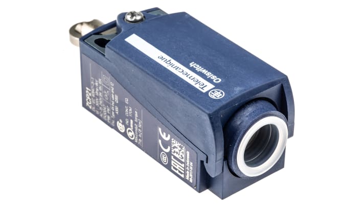 Interruttore di fine corsa Telemecanique Sensors XCKP2102P16, attuatore stantuffo NO/NC, protezione IP66/IP67, dimensioni 65x31x30 mm.