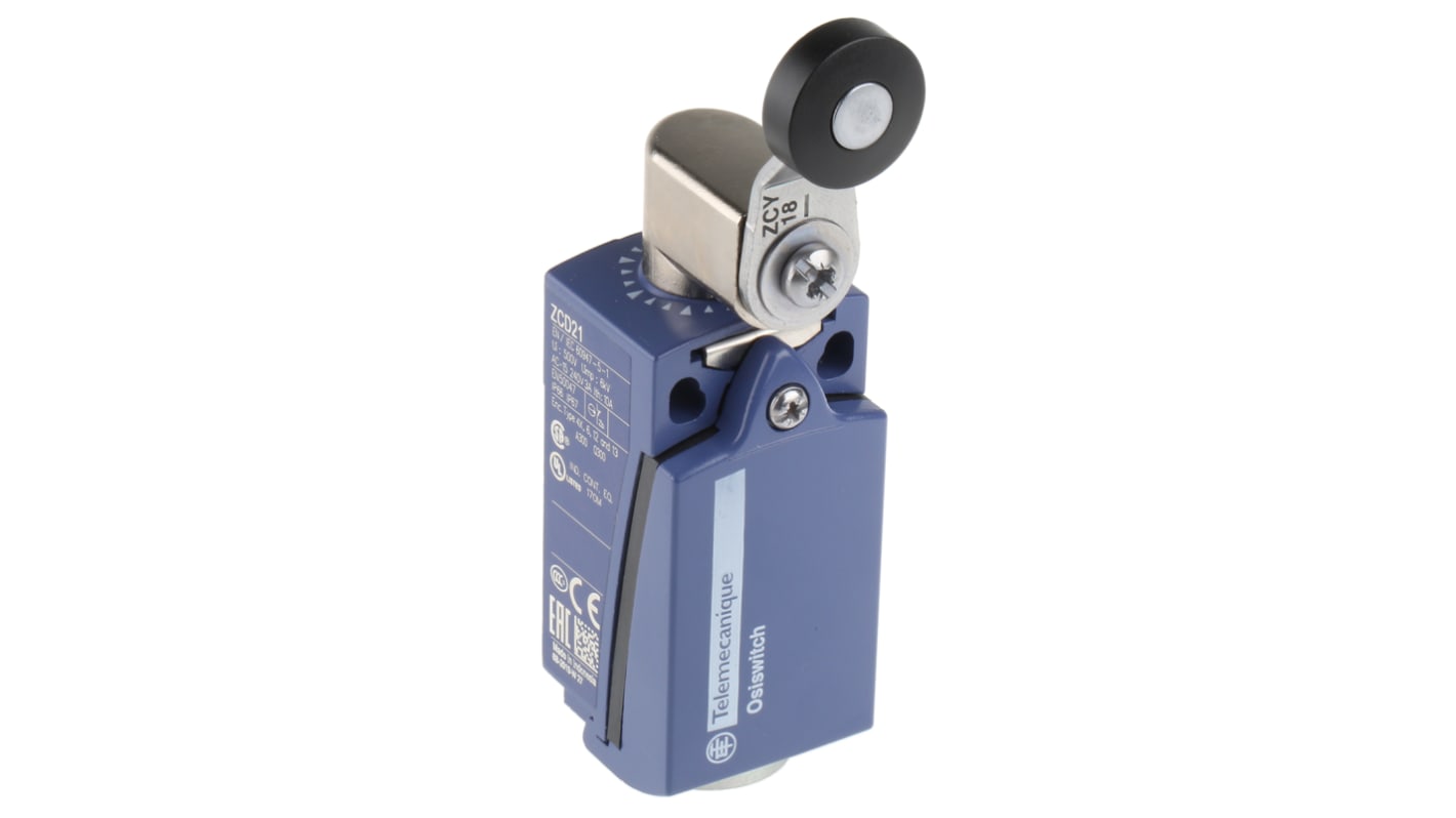 Interruttore di fine corsa Telemecanique Sensors XCKD2118P16, leva NO/NC, IP66, 240V, 3A, dimensioni 31x65x30mm.