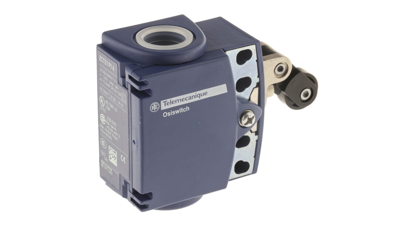 Interruttore di fine corsa Telemecanique Sensors XCKT2121P16, Stantuffo, NO/NC, 240V, 10A, IP66/IP67. Ideale per scale mobili, assemblaggio e movimentazione materiali.