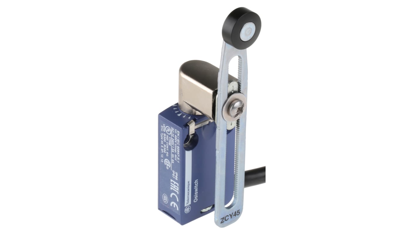 Interruttore di fine corsa Telemecanique Sensors XCMD2145L1, leva NO/NC, protezione IP66/IP67/IP68, dimensioni 50mm x 30mm x 16mm.