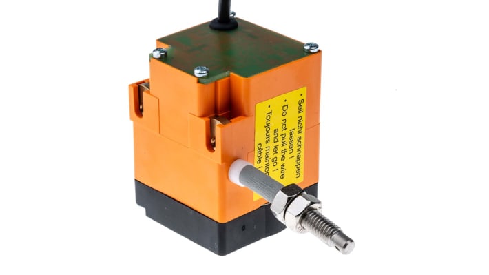 Kübler D5.3501.A221.0000, encoder incrementale miniaturizzato per misurazione di lunghezza fino a 1000 mm, dimensioni 74 x 43 x 40 mm.