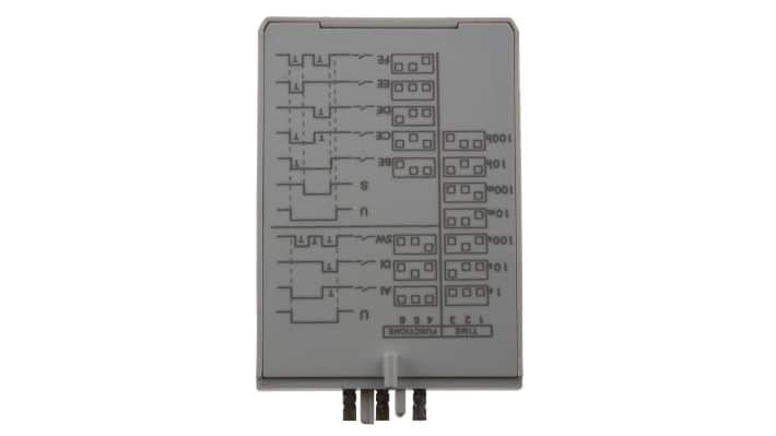 Finder, modulo timer multifunzione a stato solido, 230VAC, intervallo 0,05s-100h, montaggio a innesto, grado di protezione IP20.