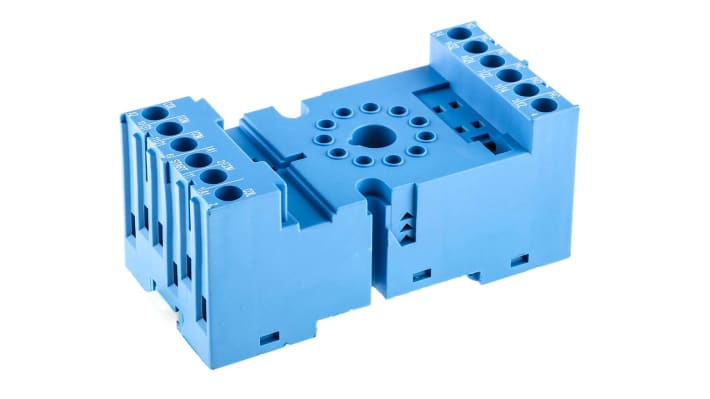 Finder 90.03SMA, zoccolo per relè serie 60.13, modulo timer DIN, 250V, 10A, 8 funzioni, LED indicatore stato.