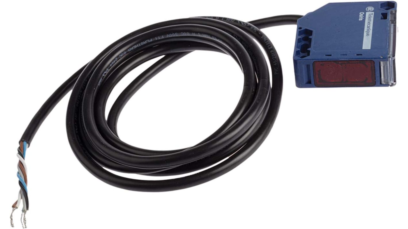 Sensore fotoelettrico Telemecanique Sensors XUK0ARCTL2, compatto 50x50 mm, rilevamento 280 mm a 30 m, uscita relè, IP65.