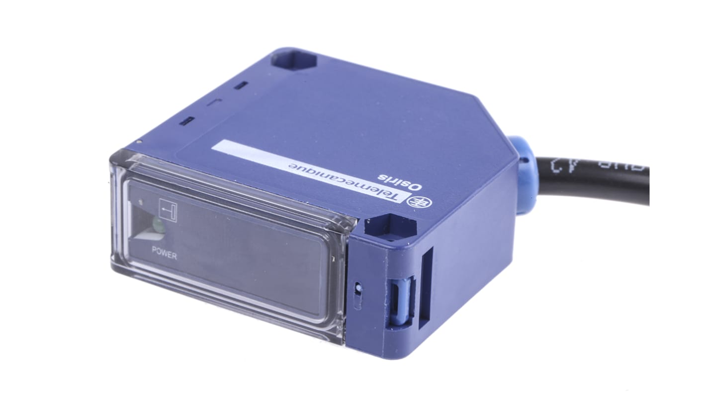 Telemecanique Sensors XUK0ARCTL2T, sensore fotoelettrico compatto con rilevamento a fascio diretto fino a 30 m, grado di protezione IP67, corpo 50x50 mm.