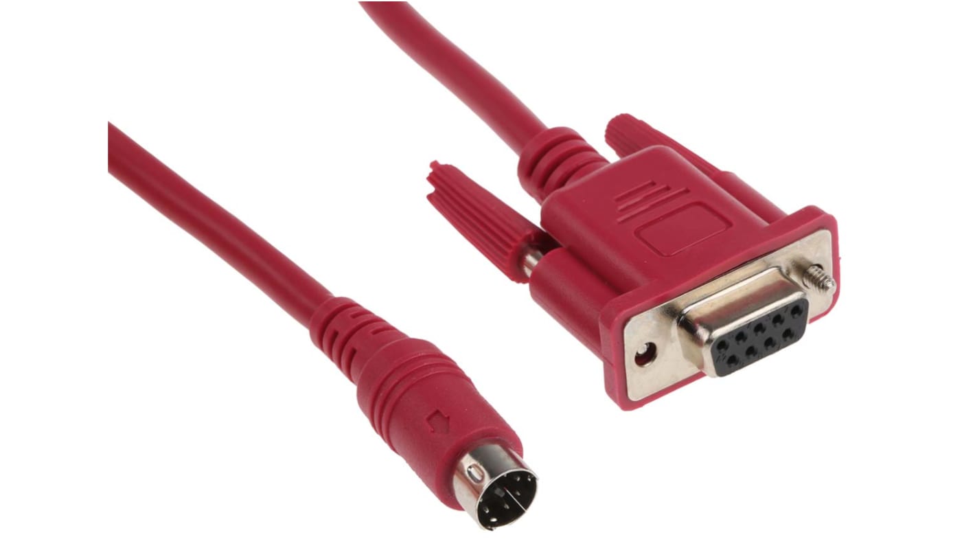 Cavo di programmazione Mitsubishi Electric QC30R2 per PLC serie Q, connettore D-Sub RS 232 a 9 pin e Mini-DIN a 6 pin, lunghezza 3 metri.