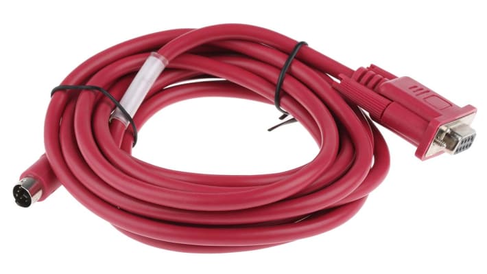 Cavo di programmazione Mitsubishi Electric QC30R2 per PLC serie Q, connettore D-Sub RS 232 a 9 pin e Mini-DIN a 6 pin, lunghezza 3 metri.